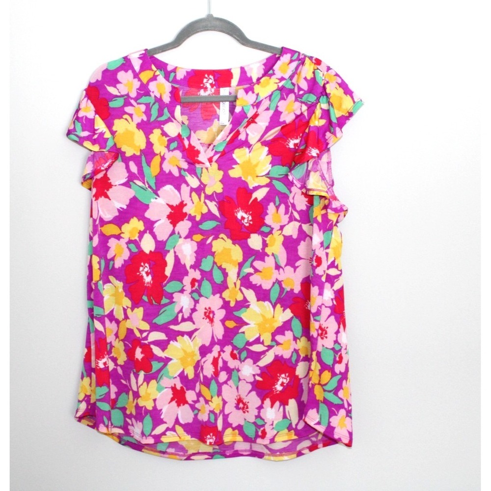 Scarlett Bright Pink Floral Short Sleeve Tee